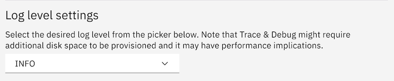 Set the logging level from the Settings tab