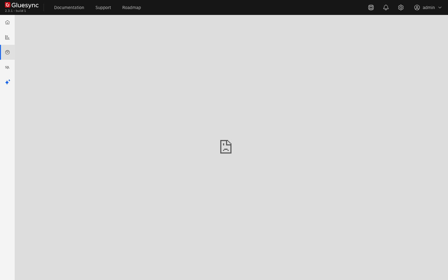 Metrics and Insights page of the Control Plane with an empty area and a broken page icon where Grafana should be