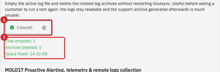 Clear Logs result with the Cleared message
