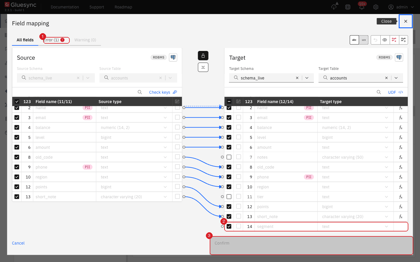 Field mapping with the Error tab (1)