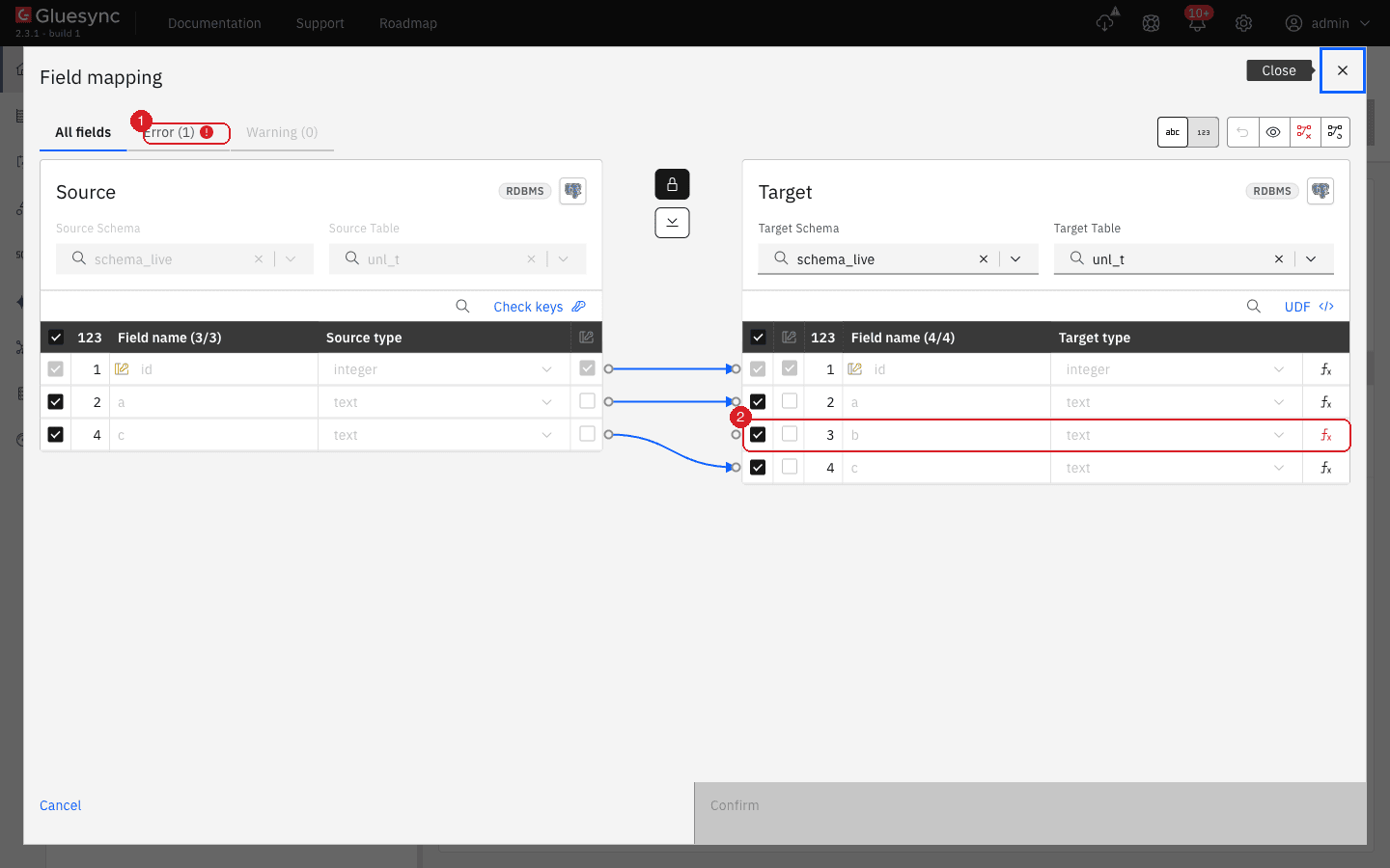 Field mapping of an entity migrated from an unlocked schema