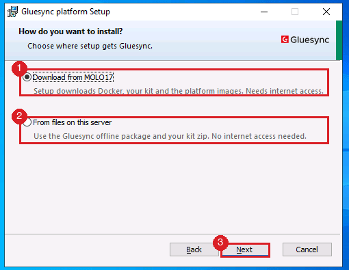 How do you want to install page with Download from MOLO17 marked by annotation 1