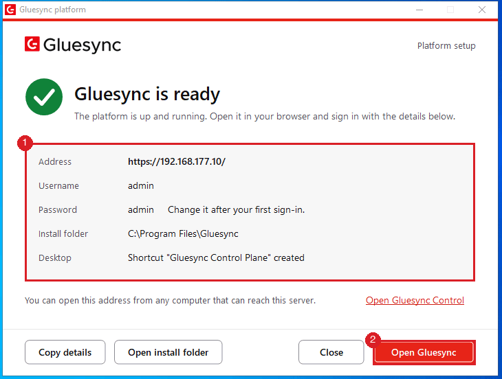 Launch window with Gluesync is ready