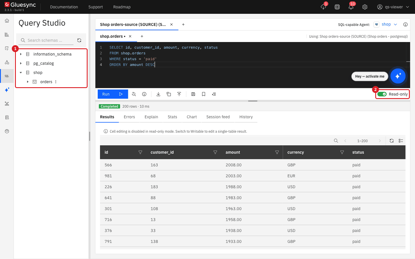 Query Studio as qs-viewer