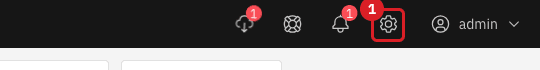 The Control Plane header with the Settings gear icon marked by annotation 1
