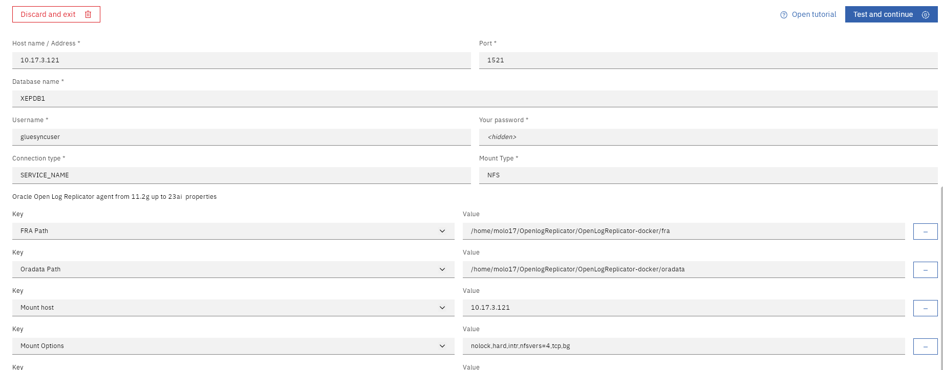 Gluesync Openlogreplicator nfs configuration