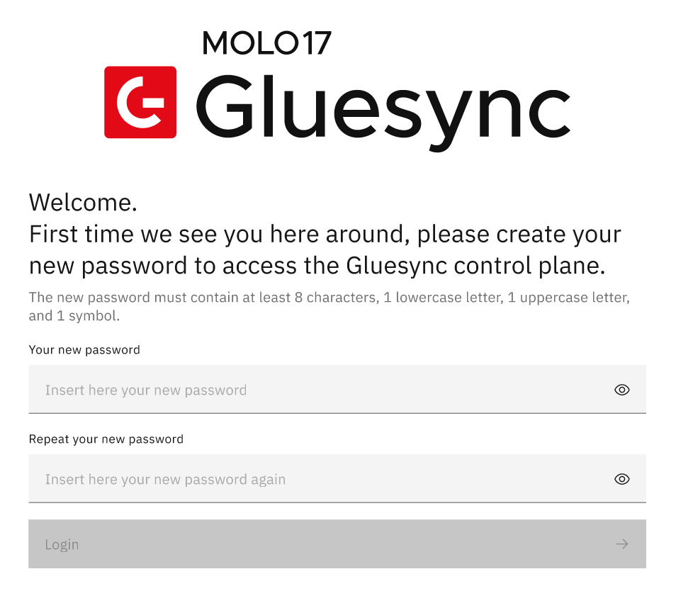 First Login Screen