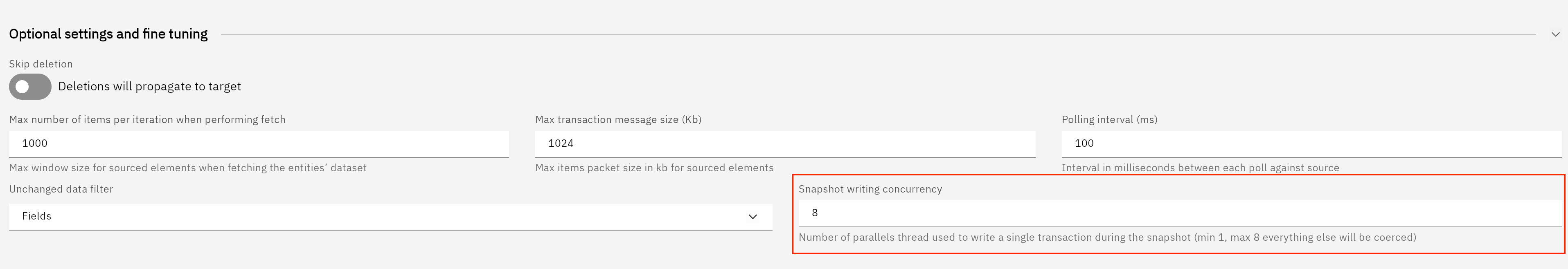 Snapshot writing concurrency setting