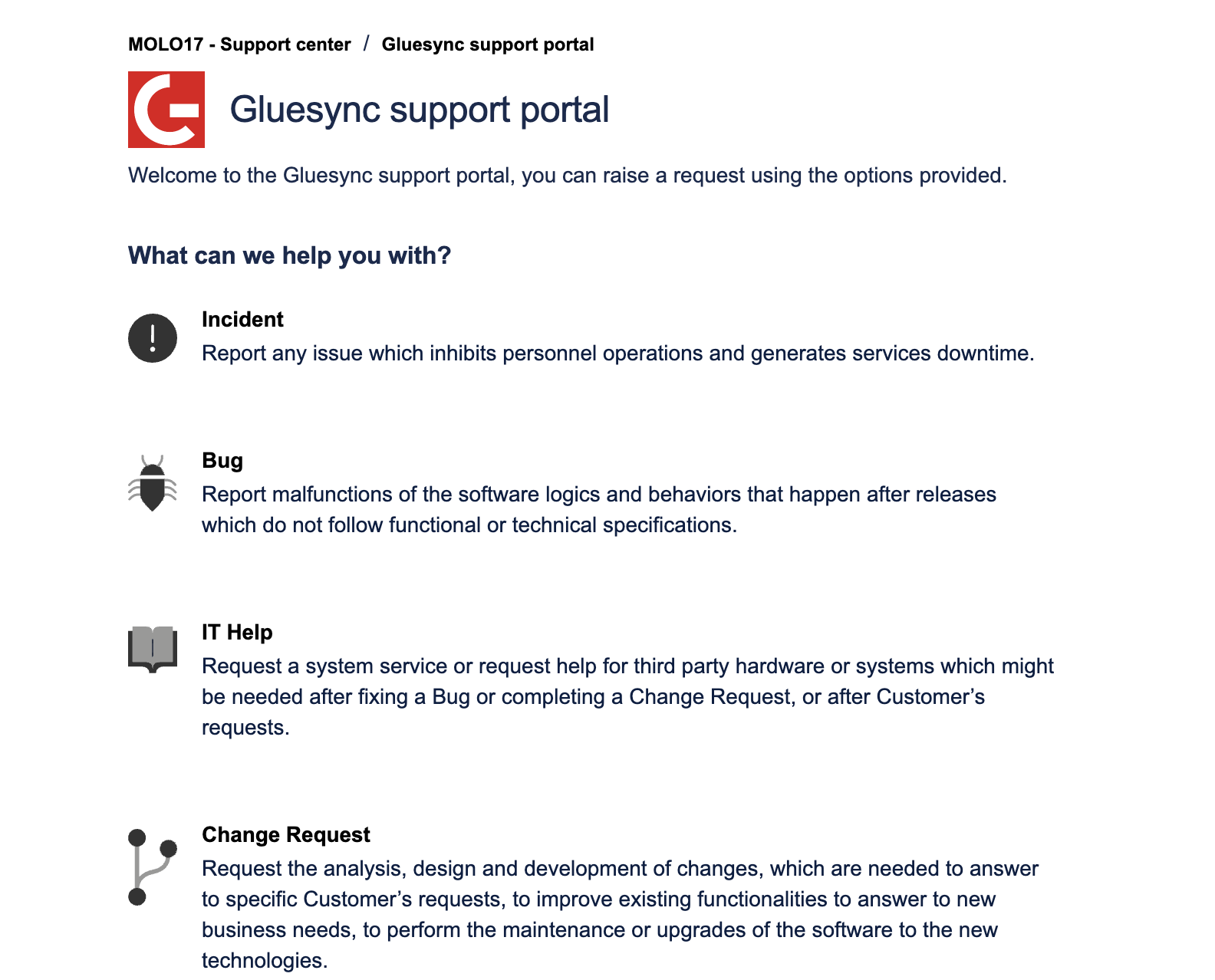 Issue type selection