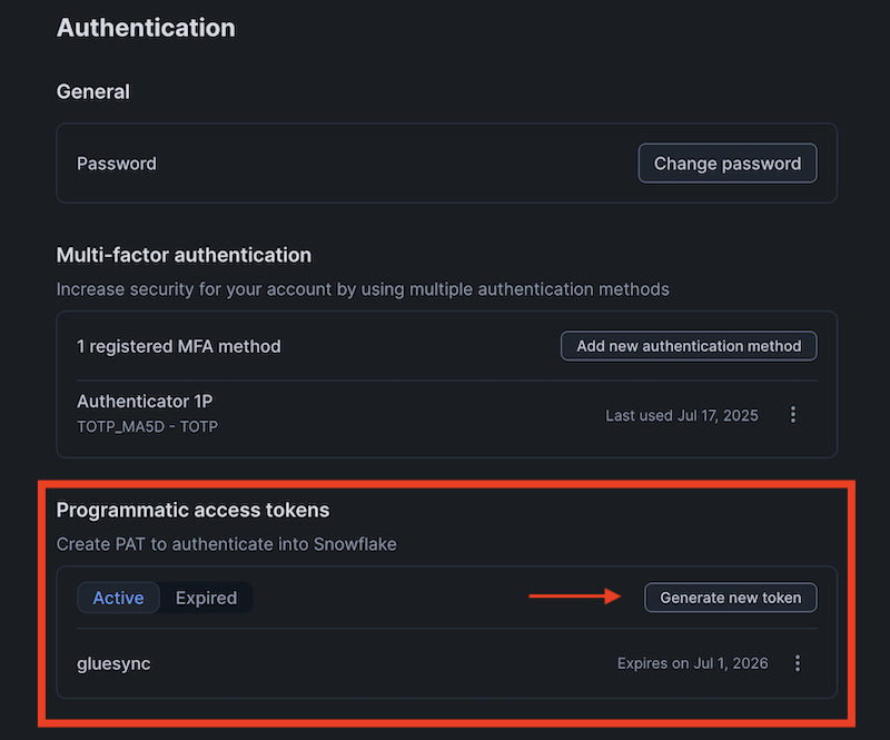Programmatic Access Token