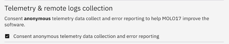 Enable remote logs collection from the Settings tab
