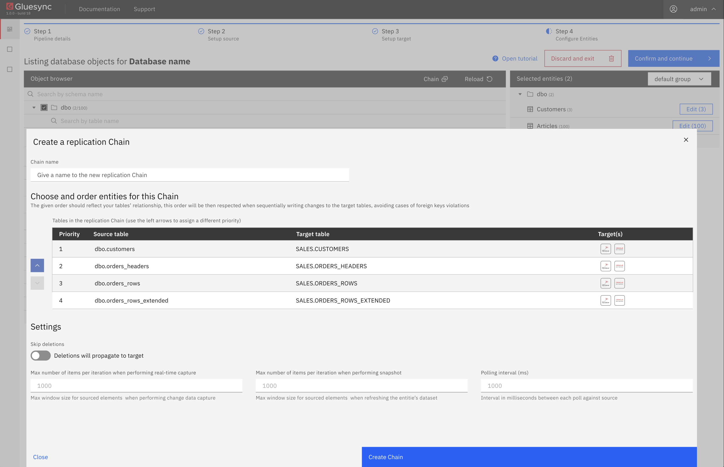 Creating a chain in Core Hub’s object browser