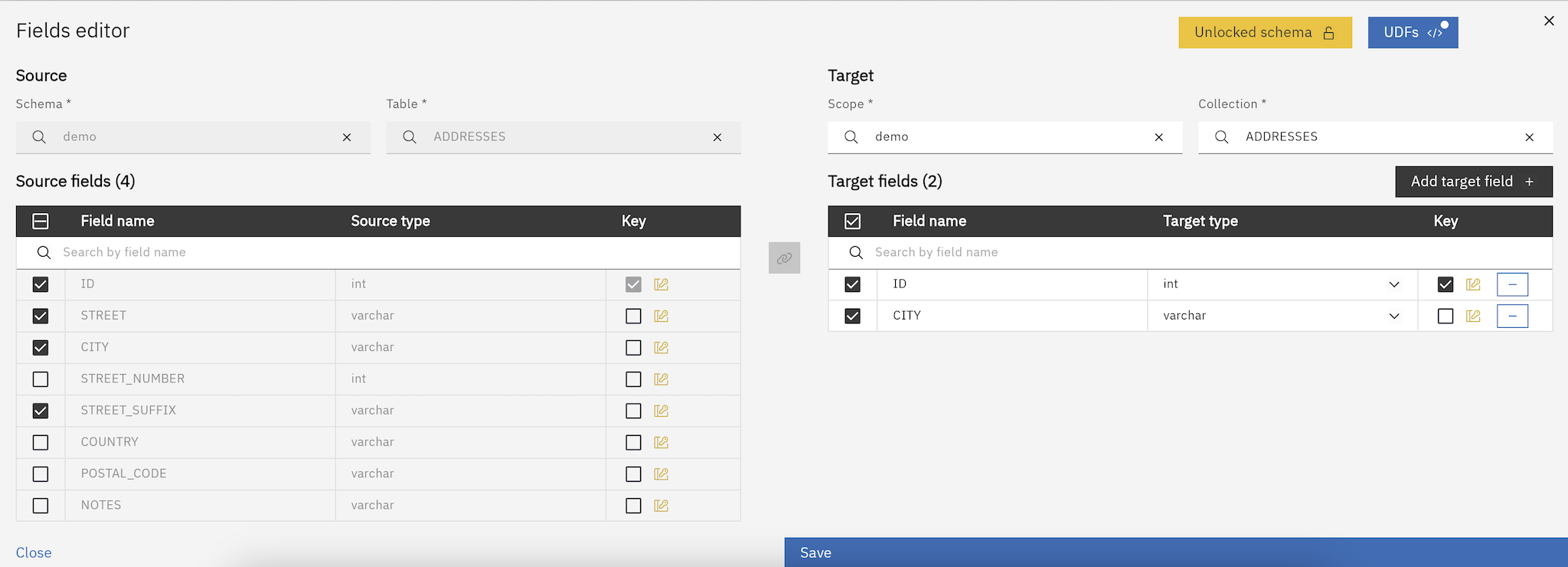 Unlocked schema overview