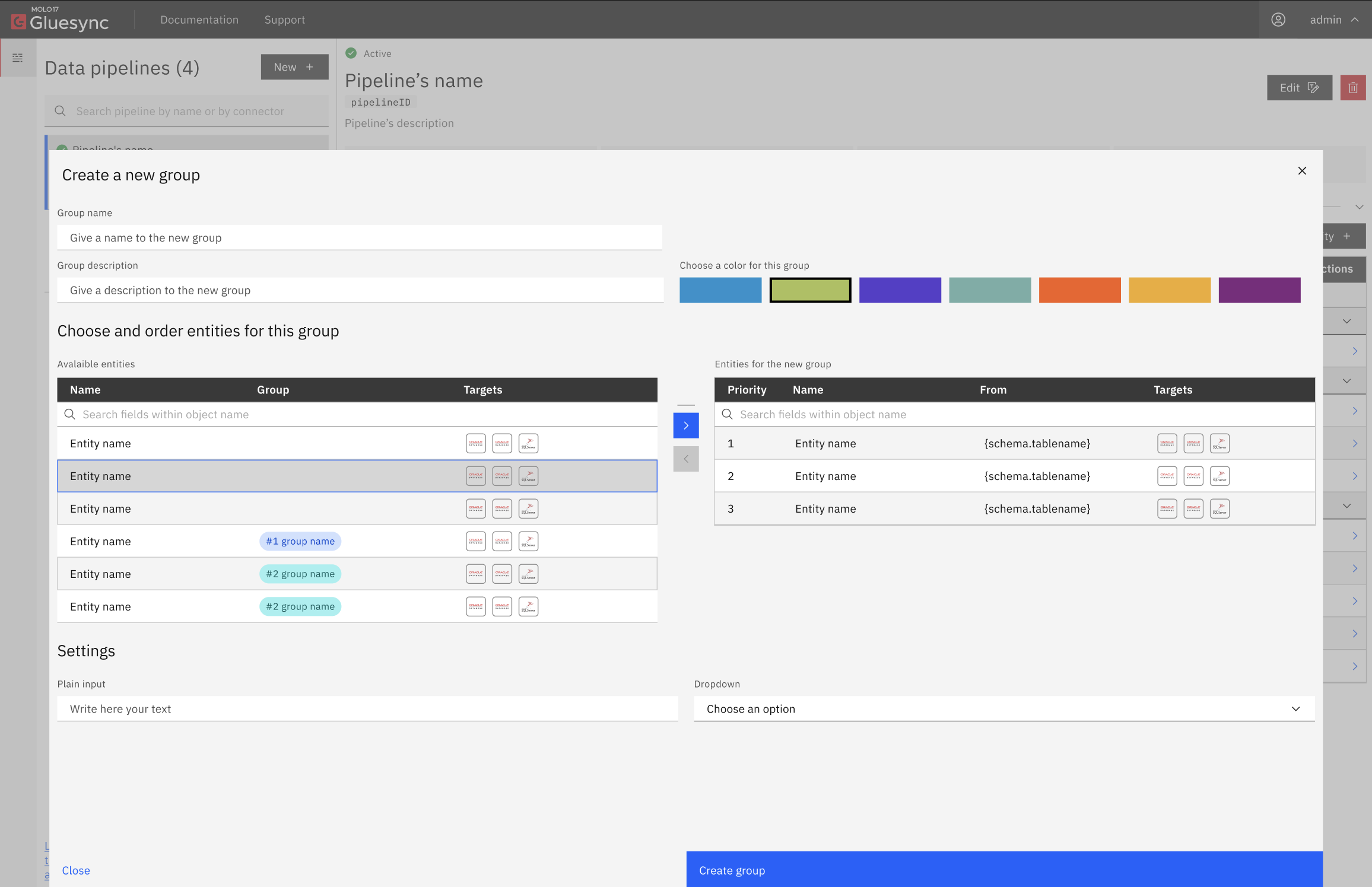 Creating a group in Core Hub’s object browser