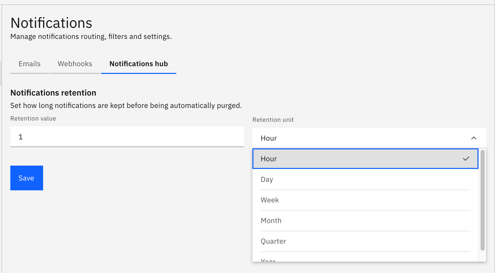 Notification retention settings
