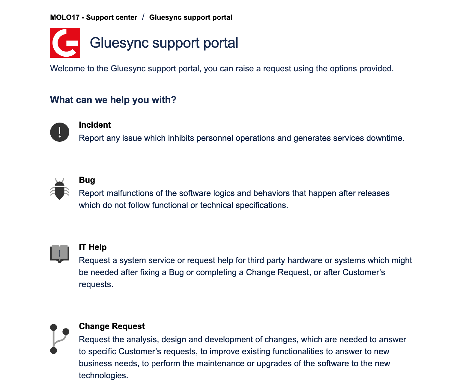 Issue type selection