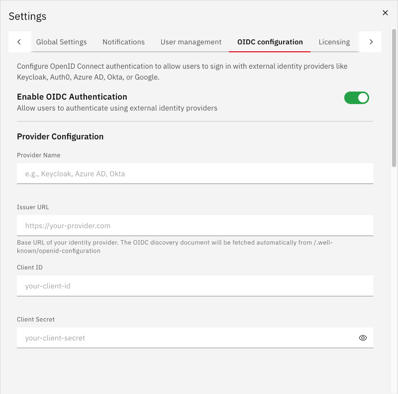 OIDC Settings